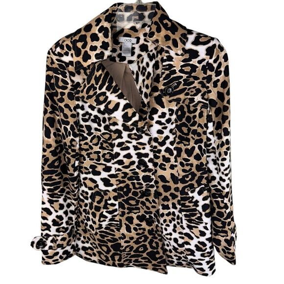 Cache Jackets & Blazers - Cache Leopard Trench Coat Womens Size Small Animal Print Y2K Jacket Mob wife